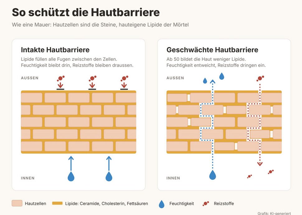 So schützen Lipide die Hautbarriere. 